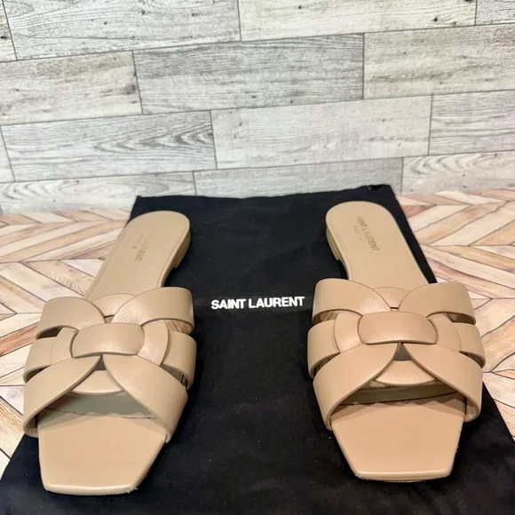 Saint Laurent Sandals Tribute Mules in Smooth Leather - Picture 11 of 12